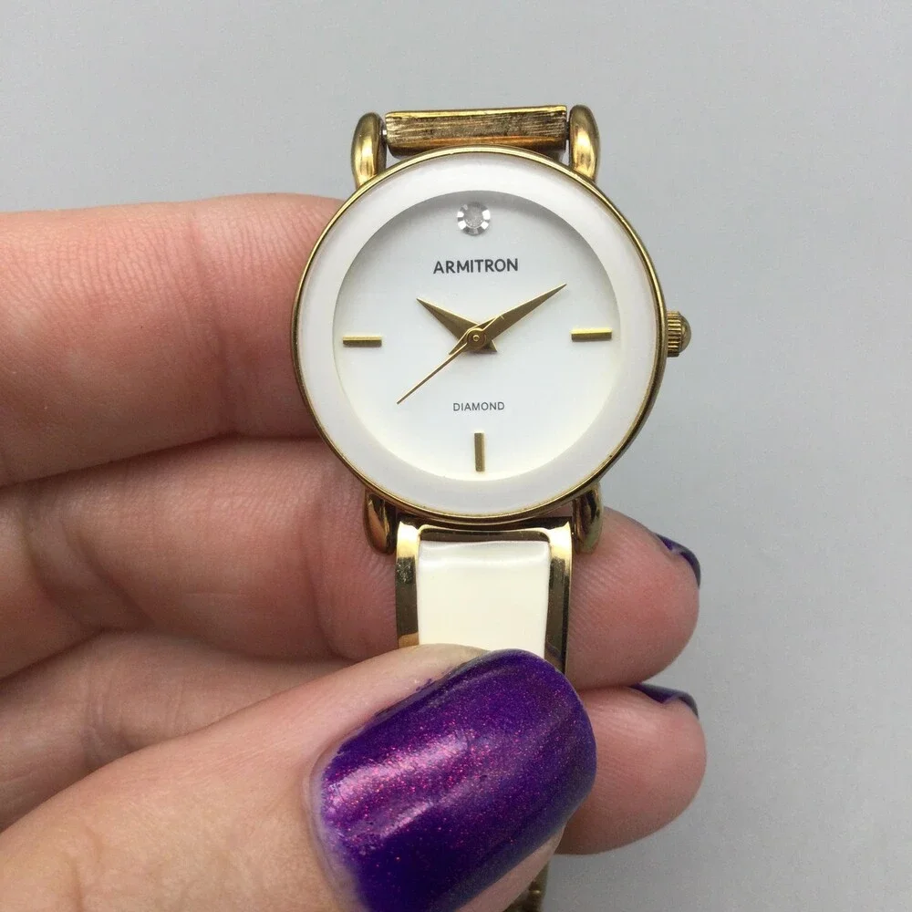 Armitron 755383GP Womens Watch 24mm Gold Tone Diamond New Battery 6.25
